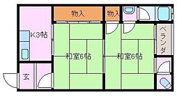 大八マンション 2Kの間取図画像