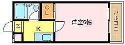 パレドール池上 1Kの間取図画像
