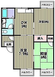 プティセゾン草部 2LDKの間取図画像