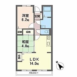 雅マンション 2LDKの間取図画像