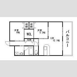 ボナールD.K 2LDKの間取図画像