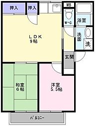 ラ・コートオオトリ 2LDKの間取図画像