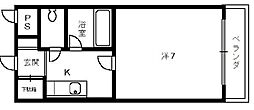 ムー1番館 1Kの間取図画像