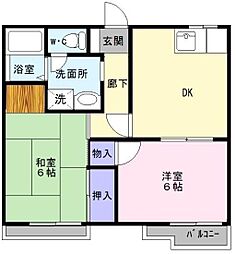 アーバンハイツ2 2DKの間取図画像