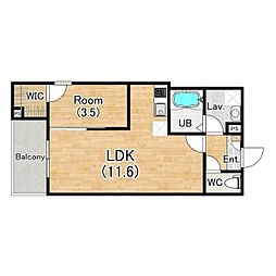 高石市取石2丁目アパート 1LDKの間取図画像