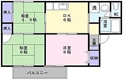 セジュールエクレアA棟 3DKの間取図画像