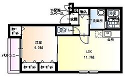 フジパレス諏訪ノ森2番館 1LDKの間取図画像