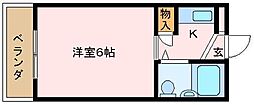 ユウパレス穴田 ワンルームの間取図画像
