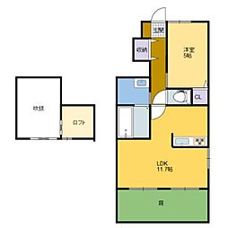 ブリーゼ高石 1LDKの間取図画像