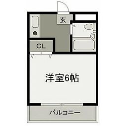ボヌールハカタ 1Kの間取図画像