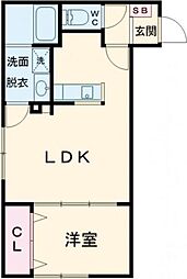 泉大津市東港町アパート 1LDKの間取図画像
