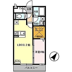 プレミール北信太 1LDKの間取図画像
