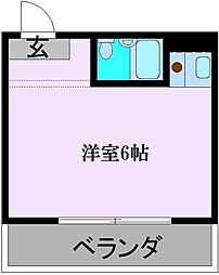 ヒルズ鳳 1Kの間取図画像