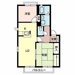 ダイケン浜寺南町D棟 2LDKの間取図画像