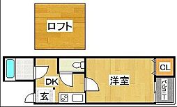 ブルーオーシャン浜寺 1DKの間取図画像
