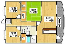 サングレース和泉 3LDKの間取図画像