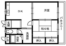 グランシャリオ寺山 2LDKの間取図画像