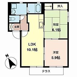 ルミナスコートB棟 2LDKの間取図画像