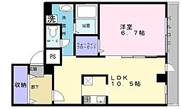 シャルマン鳳駅前 1LDKの間取図画像