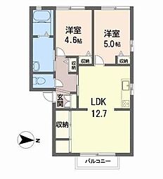 ジョイフルハイツ富木A 2LDKの間取図画像