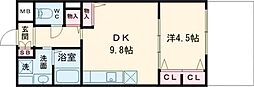 高師浜シーサイドマンション6 1DKの間取図画像
