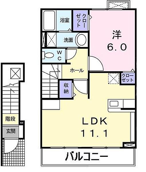 大阪府泉大津市寿町(賃貸アパート1LDK・2階・46.09㎡)の写真 その2