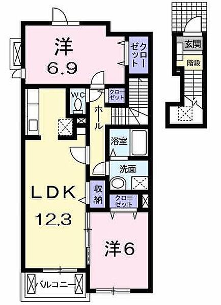 大阪府泉大津市寿町(賃貸アパート2LDK・2階・62.70㎡)の写真 その2