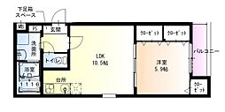 南海線 高石駅 徒歩8分の賃貸アパート 3階1LDKの間取り