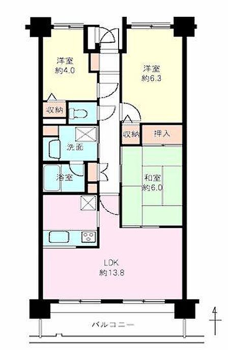 ＜間取り＞各居室収納付きの3LDK