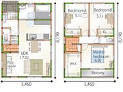 プラン例　間取り　3LDK　延床面積27坪　建物本体価格　税込み1593万円（諸費用、付帯工事費用は別途必要です。）