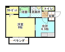 山手グリーンハイツ 1Kの間取図画像