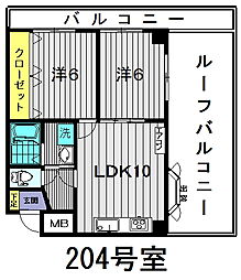 シルクアベニュー1丸寛ビル 2LDKの間取図画像