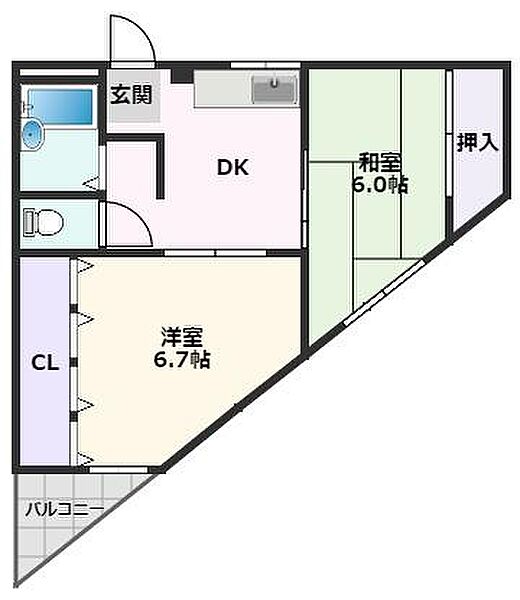 第6マンション 102｜大阪府吹田市吹東町(賃貸マンション2DK・1階・45.00㎡)の写真 その2