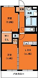 RelacionYuj 2LDKの間取図画像