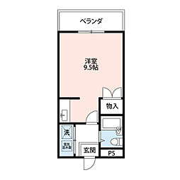 ジーフラット ワンルームの間取図画像