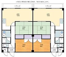 コーポ鈴川 3階2LDKの間取り