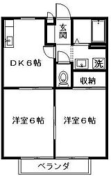 サンガーデン南彦根Ｂ 1階2DKの間取り
