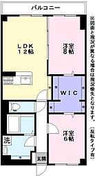 サンマリンニチベン 2階2LDKの間取り