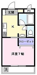 アドニスベルロード 1Kの間取図画像