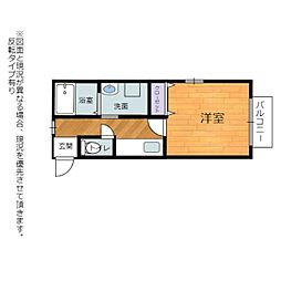 レーク・アイ 1Kの間取図画像