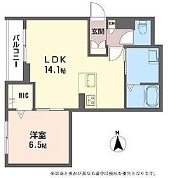 シャーメゾン アプローズM 1LDKの間取図画像
