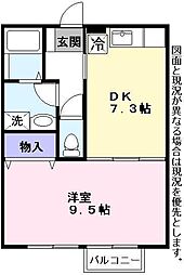 ディアコート1 1DKの間取図画像
