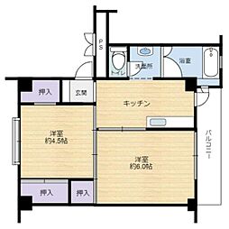 ビレッジハウス鳥居本1号棟 2Kの間取図画像