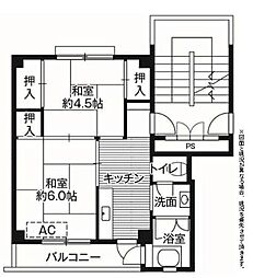 ビレッジハウス鳥居本2号棟 2Kの間取図画像