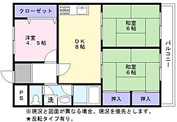 メゾンインペリアル 3DKの間取図画像
