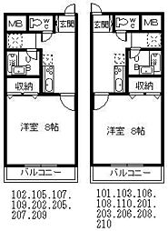 ace2 1Kの間取図画像