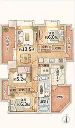 ローヤルシティ川越 3LDKの間取図画像