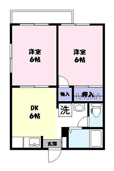 メロウハイツ 103｜鳥取県米子市新開６丁目(賃貸アパート2DK・2階・38.50㎡)の写真 その2