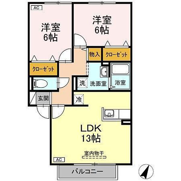 サンライト 202｜鳥取県米子市新開７丁目(賃貸アパート2LDK・2階・59.54㎡)の写真 その2