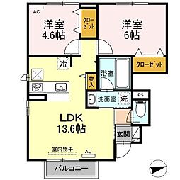 ヴィラ・オーヴェスト 2LDKの間取図画像